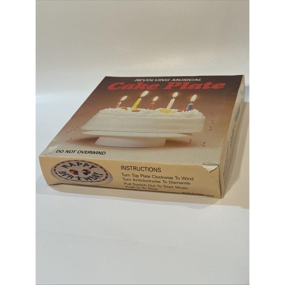 Vintage 1970s Happy Birthday Musical Revolving Cake Plate * 6 3/8" - Picture 4 of 8